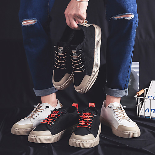 

Men's Sneakers Lace up Skate Shoes Sporty Casual Athletic Outdoor Fitness & Cross Training Shoes Walking Shoes Canvas Synthetics Breathable Non-slipping Height-increasing Booties / Ankle Boots Black