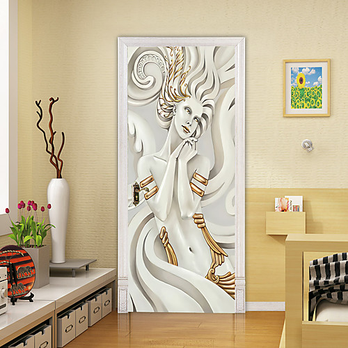 

2pcs Self-adhesive Creative 3d Door Stickers Sculpture Beauty Living Room Diy Decoration Home Waterproof Wall Stickers