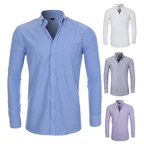 

Men's Shirt Solid Colored Button-Down Long Sleeve Casual Tops Cotton Business Formal Casual A B C