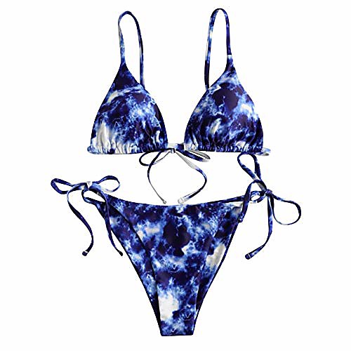 

Women's Bikini 2 Piece Swimsuit Tie Knot Tie Dye Printing powder Blue Purple Blushing Pink Navy Blue Swimwear Bathing Suits New Fashion Sexy / Padded Bras / Beach