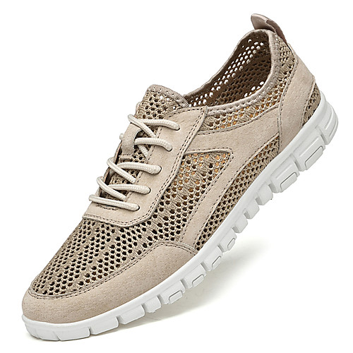 

Men's Sneakers Sporty Casual Daily Outdoor Running Shoes Walking Shoes Nappa Leather Cowhide Breathable Handmade Non-slipping Booties / Ankle Boots Khaki Gray Spring Summer