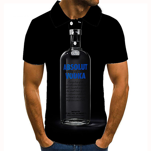 

Men's Golf Shirt 3D Print Graphic Prints Beer Button-Down Short Sleeve Street Tops Casual Fashion Cool Black / Sports