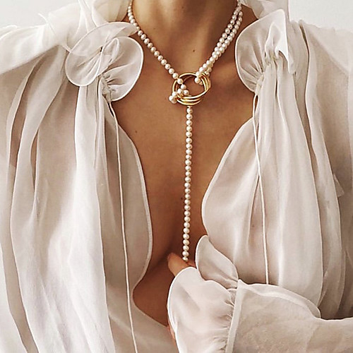 

jewelry geometric metal pearl necklace female personality fashion wild clavicle chain sweater chain