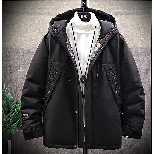 

Men's Padded Coat Loose Jacket Solid Colored Gray Khaki