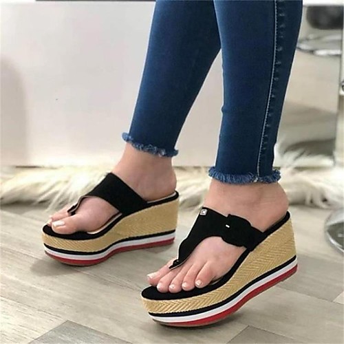 

Women's Sandals Wedge Sandals Espadrilles Straw Sandals Wedge Heel Round Toe PU Solid Colored White Red Black