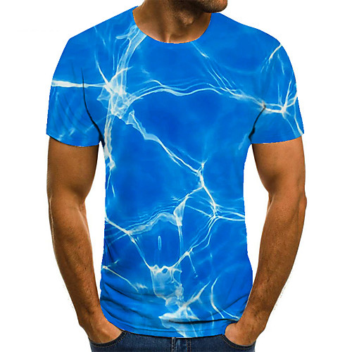 

Men's Unisex Tee T shirt 3D Print Graphic Prints Waves Plus Size Print Short Sleeve Casual Tops Basic Fashion Designer Big and Tall Blue