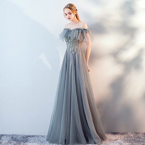 

evening dress female 2021 new lady host annual meeting banquet dress skirt fairy one-shoulder long dress female