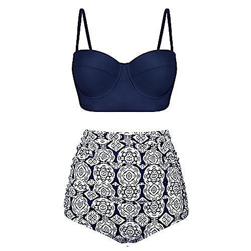 

Women's Bikini 2 Piece Swimsuit High Waist Push Up Solid Color 3 pure black set 4 black clothes thick striped pants 7 green hard bag 8 black clothes green leaf pineapple pants 9 blue clothes