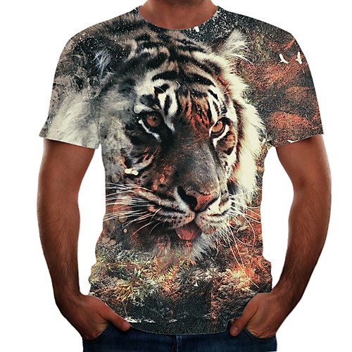

Men's T shirt Shirt 3D Print 3D Rivet Mesh Short Sleeve Casual Tops Light Yellow Yellow Green / Summer