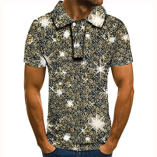 

Men's Golf Shirt Tennis Shirt 3D Print Graphic Prints Fluorescent Button-Down Short Sleeve Street Tops Casual Fashion Cool Brown / Sports