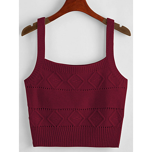 

Women's Knitted Solid Color Vest Sleeveless Sweater Cardigans Strap Fall Spring Black Wine Khaki