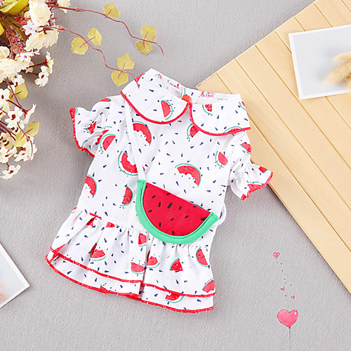 

Dog Cat Dress Watermelon Fruit Basic Adorable Cute Casual / Daily Dog Clothes Puppy Clothes Dog Outfits Breathable Red Costume for Girl and Boy Dog Cotton Fabric S M L XL XXL