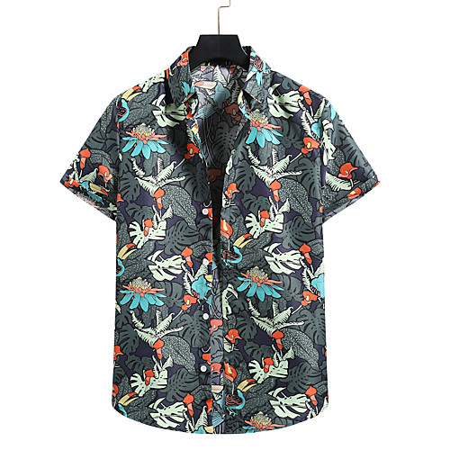 

Men's Shirt Other Prints Plants Print Short Sleeve Casual Tops Hawaiian A