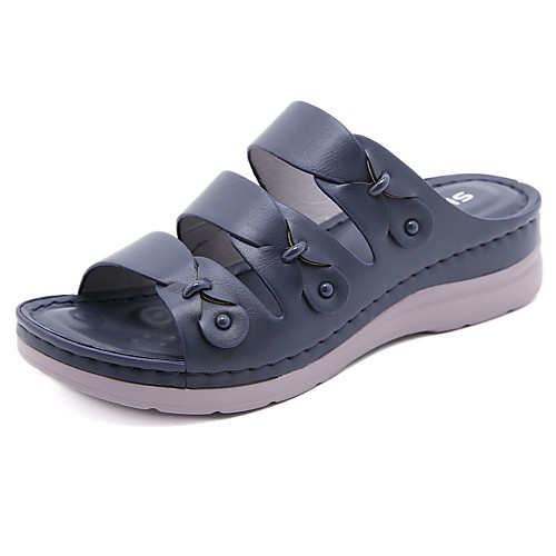 

Women's Sandals Round Toe PU Solid Colored Almond Dusty Rose Blue