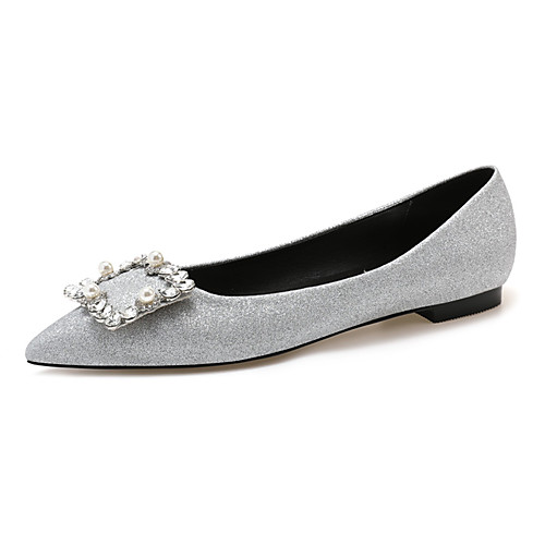 

Women's Flats Flat Heel Pointed Toe Closed Toe Wedding Flats Synthetics Rhinestone Solid Colored Black Pink Gold