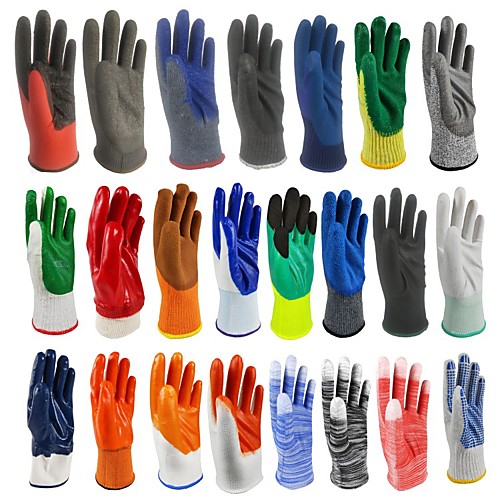 

Labor Insurance Gloves 1 Dozen Pairs of Gloves Dipped Nylon Dingqing Hanging Rubber Coated White Gauze Blue Gloves