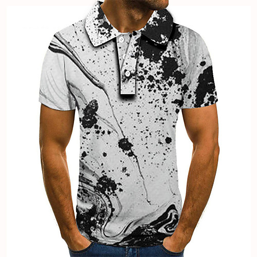 

Men's Golf Shirt Tennis Shirt 3D Print Color Block Graphic Prints Button-Down Short Sleeve Street Tops Casual Fashion Cool Gray / Sports