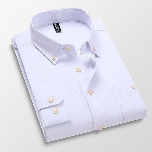 

Men's Shirt non-printing Solid Colored Solid Color Long Sleeve Daily Tops Cotton Business Basic Button Down Collar Light Pink Blue Gray / Work