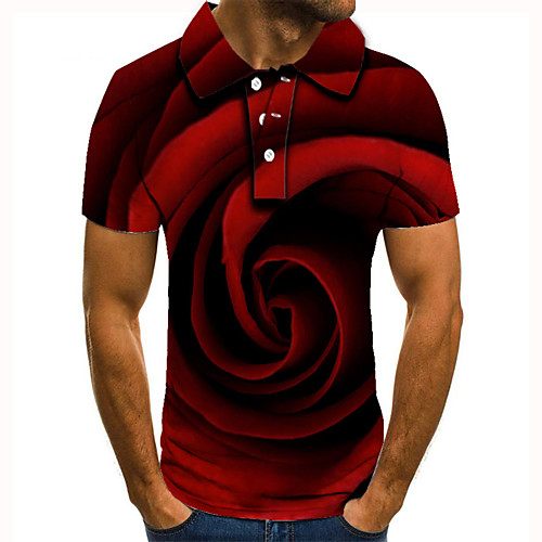 

Men's Golf Shirt 3D Print 3D Graphic Prints Button-Down Short Sleeve Street Tops Casual Fashion Cool Red / Sports