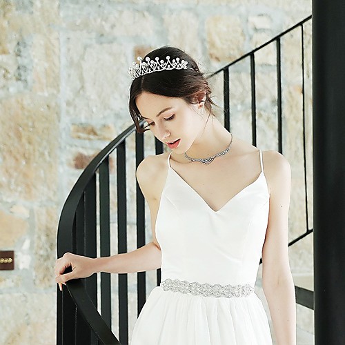

Luxury Wedding Rhinestone Headpiece with Trim / Crystals / Rhinestones 1 Piece Wedding / Special Occasion Headpiece