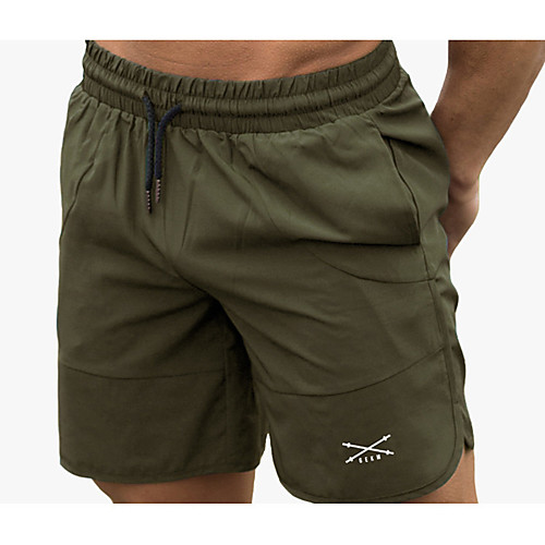 

Men's Casual / Sporty Athleisure Breathable Sports Daily Beach Chinos Shorts Pants Letter Short Drawstring Elastic Waist ArmyGreen Solid gray Solid green Solid dark gray Green with white letters