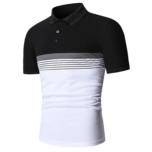 

Men's Golf Shirt Tennis Shirt Other Prints Color Block Short Sleeve Casual Tops Cotton Black / White
