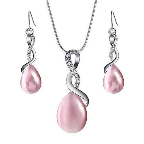 

Women's Jewelry Set Bridal Jewelry Sets 3D Precious Pear Fashion Rhinestone Silver Plated Earrings Jewelry Blushing Pink / White / Black For Christmas Wedding Party Evening Street Gift 1 set