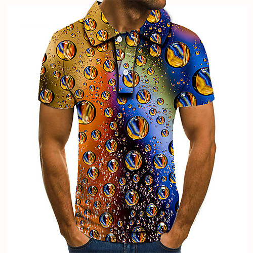 

Men's Golf Shirt Tennis Shirt 3D Print Paisley Graphic Prints Button-Down Short Sleeve Street Tops Casual Fashion Cool Orange / Sports