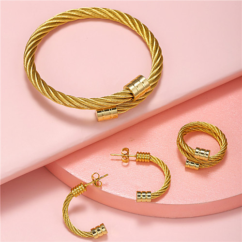 

titanium steel bracelet, ring and earring set, women's fashion bracelets