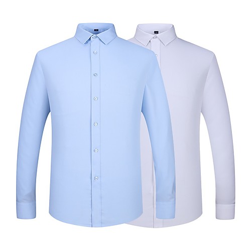 

Men's Shirt Solid Colored Button-Down Long Sleeve Casual Tops Business Formal Casual White Black Blue