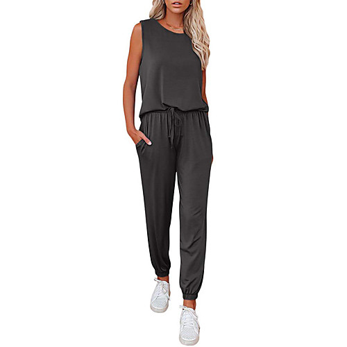 

Women's Basic Streetwear Plain Vacation Casual / Daily Two Piece Set Tank Top Tracksuit Loungewear Jogger Pants Drawstring Tops