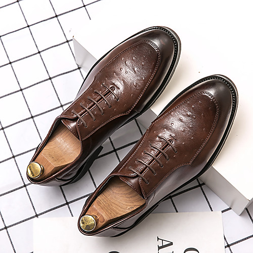 

Men's Oxfords Printed Oxfords Business Vintage Classic Daily Party & Evening Nappa Leather Cowhide Non-slipping Wear Proof Booties / Ankle Boots Black Coffee Spring Summer