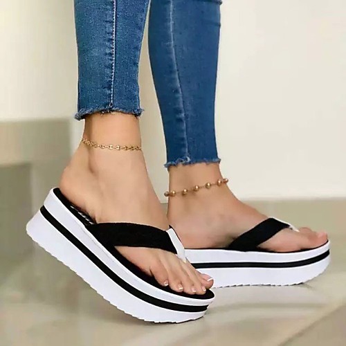 

Women's Sandals Platform Sandals Flat Heel Round Toe PU Solid Colored Light Brown Black Pink