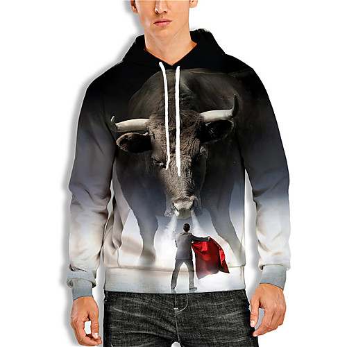 

Men's Pullover Hoodie Sweatshirt Graphic Prints Cow Animal Print Hooded Daily Sports 3D Print 3D Print Casual Hoodies Sweatshirts Long Sleeve Black