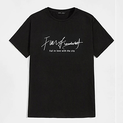 

Men's Tee T shirt Hot Stamping Graphic Prints Letter Print Short Sleeve Casual Tops 100% Cotton Basic Designer Big and Tall Black