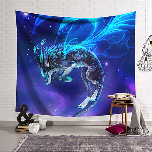 

Cartoon Animal Style Wall Tapestry Art Decor Blanket Curtain Hanging Home Bedroom Living Room Decoration Polyester Wolf
