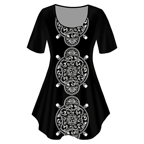 

Women's Plus Size Tops T shirt Graphic Print Short Sleeve Crewneck Basic Black Big Size XL XXL 3XL 4XL 5XL / Holiday