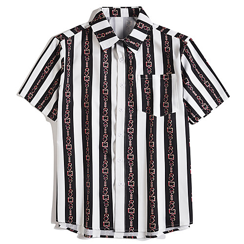 

Men's Shirt 3D Print Graphic Geometric Chains Print Button-Down collared shirts Short Sleeve Street Tops Casual Hawaiian White