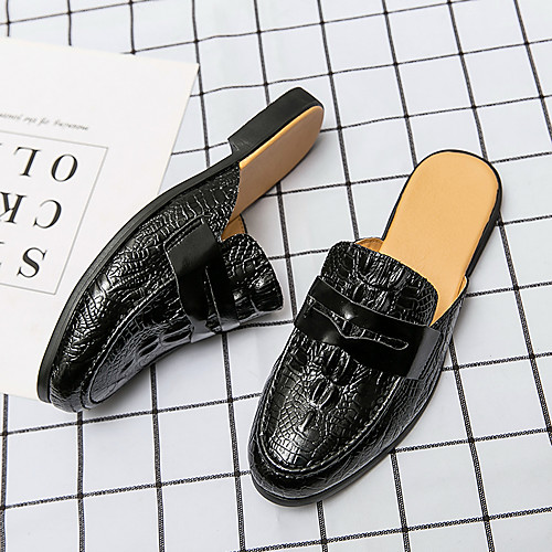 

Men's Clogs & Mules Flat Sandals Casual Daily Walking Shoes Faux Leather Breathable Non-slipping Wear Proof Black Brown Summer