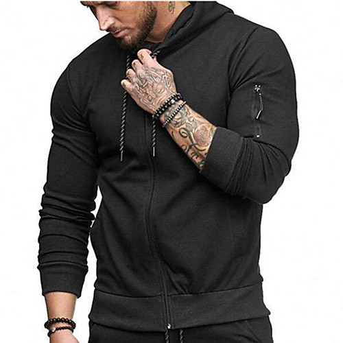 

Men's Full Zip Hoodie Solid Color Zipper Pocket Hooded Daily Fitness Sportswear Basic Hoodies Sweatshirts Long Sleeve Wine Army Green Black