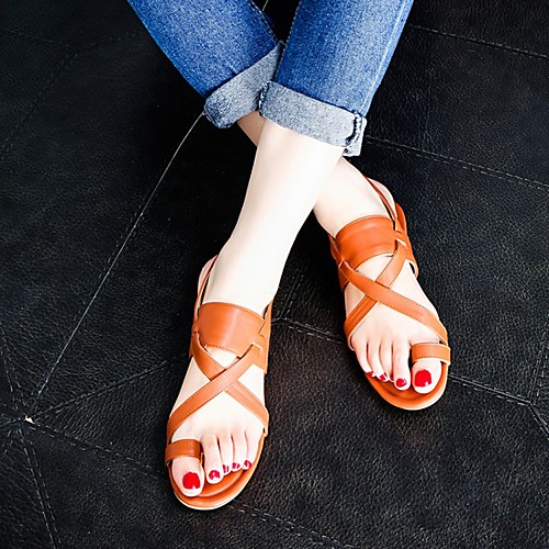 

Women's Sandals Boho Bohemia Beach Flat Heel Round Toe PU Synthetics Black Silver Brown