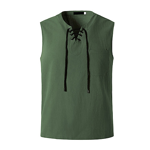 

Men's T shirt Solid Colored Sleeveless Daily Tops White Black Army Green