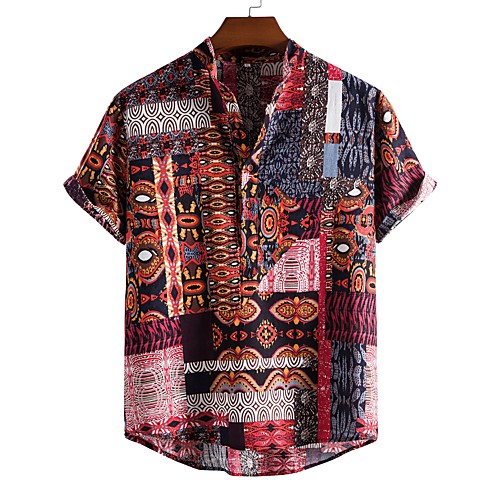 

Men's Golf Shirt Tennis Shirt Other Prints Graphic Print Short Sleeve Vacation Tops Streetwear Exaggerated Red