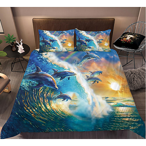 

3D Printing Home Bedding Duvet Cover Sets Soft Microfiber For Kids Teens Adults Bedroom Beach/Ocean 1 Duvet Cover 1/2 Pillowcase Shams