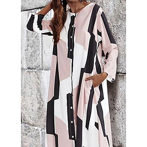 

Women's Trench Coat Daily Spring Maxi Coat Regular Fit Sporty Casual Jacket Long Sleeve Color Block Patchwork White