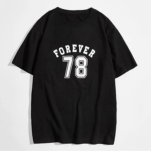 

Men's Unisex Tee T shirt Hot Stamping Graphic Prints Letter Plus Size Print Short Sleeve Casual Tops 100% Cotton Basic Designer Big and Tall Black
