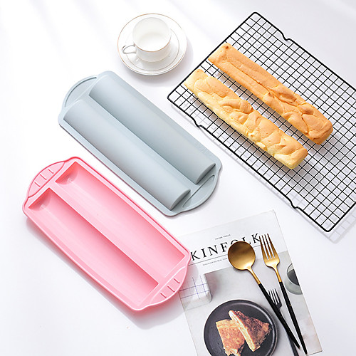 

Baking Pan 2 Packs Non-stick Silicone Baking Tools Baking Pan Long Bread Cake Mold Baking Dessert Mold Easy Simple
