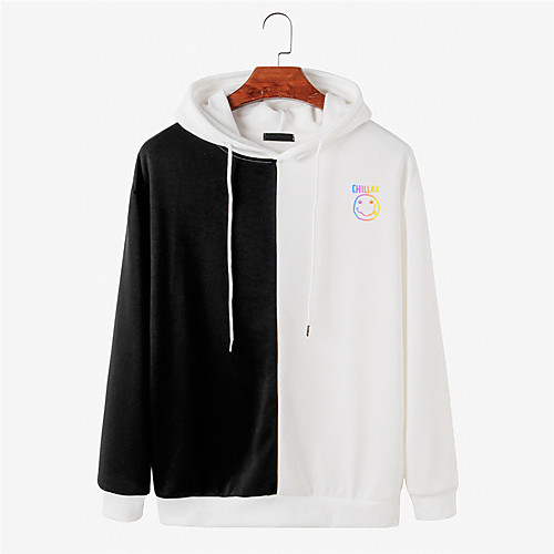 

Men's Pullover Hoodie Sweatshirt Color Block Graphic Prints Smile Face 3D Hooded Sports & Outdoor Daily Sports Hot Stamping Basic Casual Hoodies Sweatshirts Long Sleeve White Black
