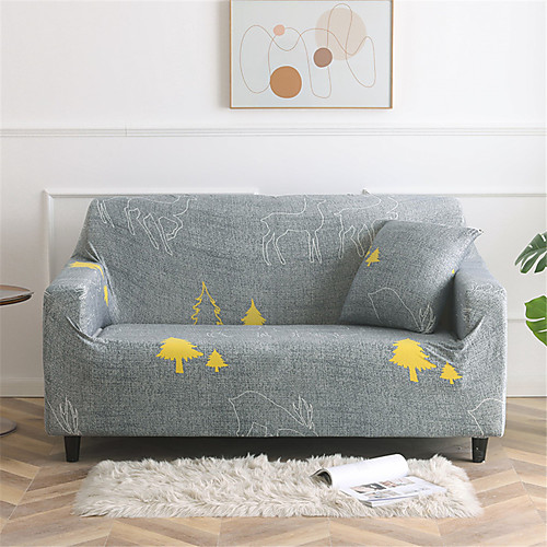 

Sofa Cover Stretch Slipcovers Cartoon Plants Print Dustproof Super Soft Fabric Couch Cover Fit for 1to 4 Cushion Couch and L Shape Sofa (You will Get 1 Throw Pillow Case as free Gift)