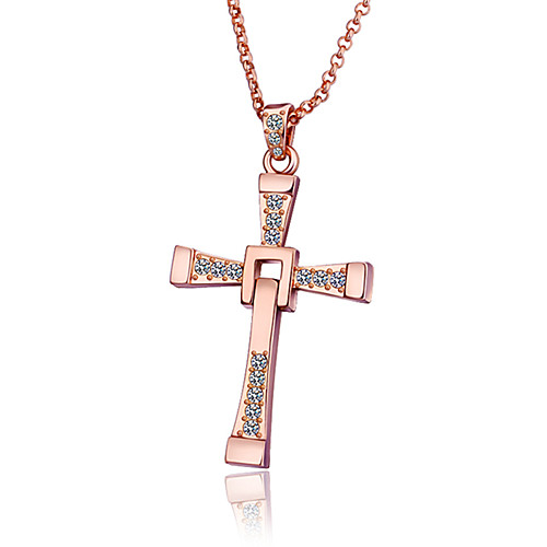 

Women's Men's Cubic Zirconia Pendant Necklace Classic Cross Fashion Gold Plated Rose Gold Silver Gold 60 cm Necklace Jewelry 1pc For Anniversary Gift Festival